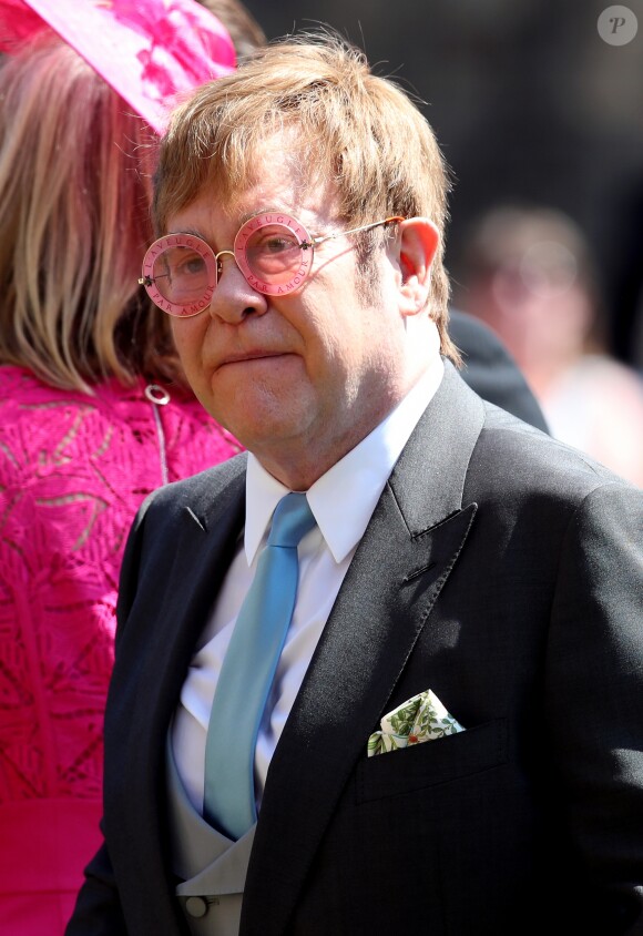 Sir Elton John au château de Windsor, Royaume Uni, le 19 mai 2018, lors du mariage de Meghan Markle et du prince Harry.