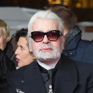 Karl Lagerfeld lors de l'illumination des Champs-Elysées à l'ocassion des Fêtes de Noël. Paris, le 22 novembre 2018. © Guirec Coadic/Bestimage