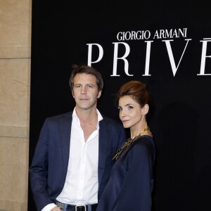 Le prince Emmanuel-Philibert de Savoie et la princesse Clotilde de Savoie (Clotilde Courau) - Photocall du défilé de mode Haute-Couture Automne-Hiver 2013/2014 "Armani" à Paris le 2 juillet 2013.