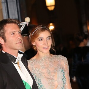 Le prince Emmanuel Philibert de Savoie et la princesse Clotilde de Savoie (Clotilde Courau) - Arrivée des invités au diner de gala organise au Palais Grand-Ducal, a l'occasion du mariage du prince Guillaume de Luxembourg et la comtesse Stephanie de Lannoy a Luxembourg, le 19 octobre 2012.