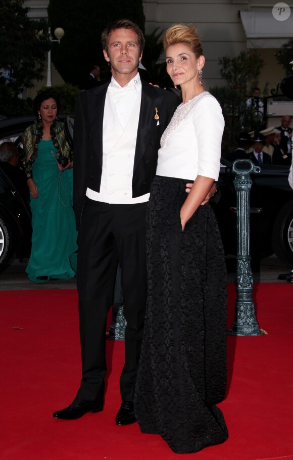 Le prince Emmanuel Philibert de Savoie et la princesse Clotilde de Savoie (Clotilde Courau) - Soirée à l'occasion du mariage religieux du prince Albert II de Monaco et de la princesse Charlene, à Monaco, le 2 juillet 2011.