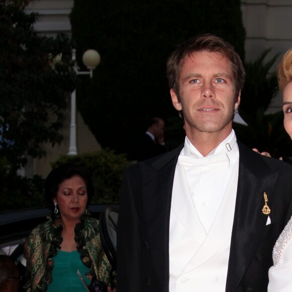 Le prince Emmanuel Philibert de Savoie et la princesse Clotilde de Savoie (Clotilde Courau) - Soirée à l'occasion du mariage religieux du prince Albert II de Monaco et de la princesse Charlene, à Monaco, le 2 juillet 2011.