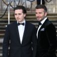 David Beckham et son fils Brooklyn à la première de la série Netflix "Our Planet" au Musée d'Histoires Naturelles à Londres, le 4 avril 2019.