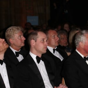 Le prince William, duc de Cambridge, Sir David Attenborough, le prince Charles, prince de Galles, le prince Harry, duc de Sussex, lors de la première de la série Netflix "Our Planet" au Musée d'Histoires Naturelles à Londres, le 4 avril 2019.