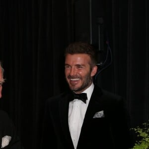 Le prince Charles, prince de Galles, David Beckham et son fils Brooklyn lors de la première de la série Netflix "Our Planet" au Musée d'Histoires Naturelles à Londres, le 4 avril 2019.