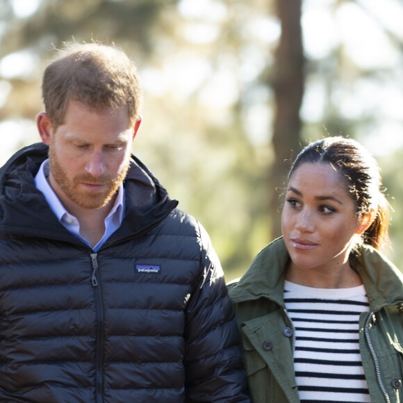 Le prince Harry, duc de Sussex et Meghan Markle (enceinte), duchesse de Sussex en visite à la Fédération Royale Marocaine de Sports Equestres à Rabat, lors de leur voyage officiel au Maroc. Le 25 février 2019