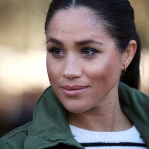 Meghan Markle (enceinte), duchesse de Sussex en visite à la Fédération Royale Marocaine de Sports Equestres à Rabat, lors de leur voyage officiel au Maroc. Le 25 février 2019