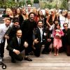 Laeticia et Johnny Hallyday avec leurs filles Jade et Joy au mariage de Jean-Claude Sindres à Los Angeles en mai 2016.