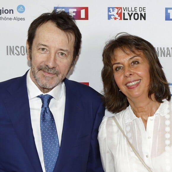 Jean-Hugues Anglade, la scénariste lyonnaise Virginie Brac et Emmanuelle Seigner - Avant-première de la série "Insoupçonnable" au Pathé-Bellecour à Lyon. Le 7 juin 2018.