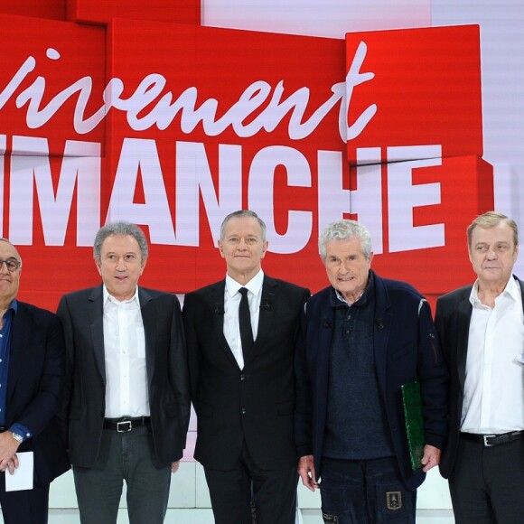 Exclusif - Chanee, Emmanuel Chuanu, Hélène Gateau, Marcel Ichou, Michel Drucker, Francis Huster, Claude Lelouch, Jacques Spiesser, Stijntje Booij et Franck Ferrand - Enregistrement de l'émission "Vivement Dimanche" présentée par M. Drucker à Paris le 8 avril 2019 et qui sera diffusée le 14 avril. © Guillaume Gaffiot/Bestimage