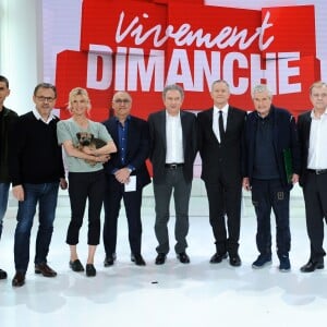 Exclusif - Chanee Emmanuel Chuanu, Hélène Gateau, Marcel Ichou, Michel Drucker, Francis Huster, Claude Lelouch, Jacques Spiesser, Stijntje Booij et Franck Ferrand - Enregistrement de l'émission "Vivement Dimanche" présentée par M. Drucker à Paris le 8 avril 2019 et qui sera diffusée le 14 avril. © Guillaume Gaffiot/Bestimage