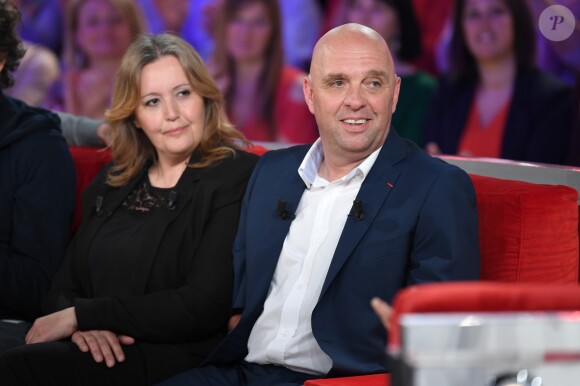 Exclusif - Philippe Croizon et sa femme Suzana Sabino - Enregistrement de l'émission "Vivement Dimanche" présentée par M. Drucker à Paris le 8 avril 2019 et qui sera diffusée le 14 avril. © Guillaume Gaffiot/Bestimage
