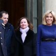 Nathalie Loiseau, Ministre auprès du ministre de l'Europe et des Affaires étrangères, chargée des Affaires européennes, la première dame Brigitte Macron - Le Président de la république et la première dame raccompagnent le Grand Duc et la Grande Duchesse du Luxembourg après leur entretien au palais de l'Elysée à Paris le 19 mars 2018. © Stéphane Lemouton /