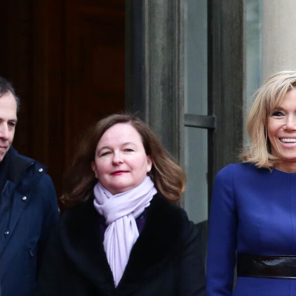 Nathalie Loiseau, Ministre auprès du ministre de l'Europe et des Affaires étrangères, chargée des Affaires européennes, la première dame Brigitte Macron - Le Président de la république et la première dame raccompagnent le Grand Duc et la Grande Duchesse du Luxembourg après leur entretien au palais de l'Elysée à Paris le 19 mars 2018. © Stéphane Lemouton /