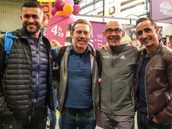 Mohamed, Frédéric et Sébastien de Koh-Lanta, le 13 avril 2019 avant le Marathon de Paris.