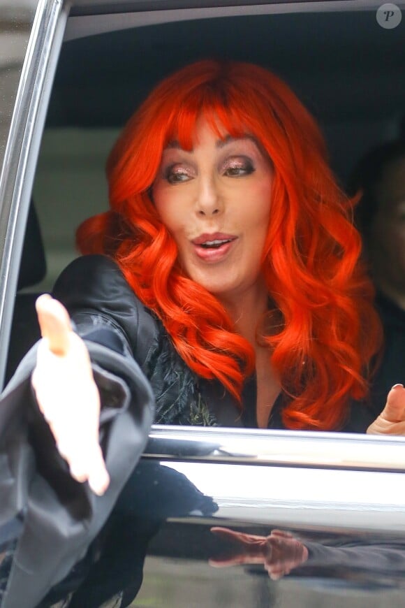 Exclusif - Cher à son arrivée à l'émission The Tonight Show Starring Jimmy Fallon à New York, le 15 avril 2019.