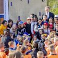 Le roi Willem-Alexander des Pays-Bas lors de l'ouverture des Jeux du Roi à l'école primaire Arke à Lemmer le 12 avril 2019