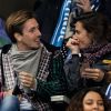 Alessandra Sublet et un ami, Maëva Coucke (Miss France 2018), Flora Coquerel (Miss France 2014) - People assistent au match des éliminatoires de l'Euro 2020 entre la France et l'Islande au Stade de France à Saint-Denis le 25 mars 2019.