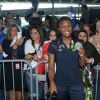 Siraba Dembélé au retour des Jeu olympiques de Rio de Janeiro le 23 août 2016 à l'aéroport Roissy Charles-de-Gaulle, avec sa médaille d'argent.