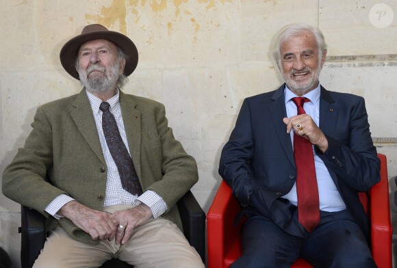 Jean-Pierre Marielle et Jean-Paul Belmondo - Soirée du cinquième anniversaire du musée Paul Belmondo à Boulogne-Billancourt le 13 avril 2015.