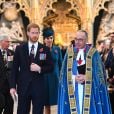 Le prince Harry, duc de Sussex, Kate Catherine Middleton, duchesse de Cambridge et le doyen de Westminster John Hall - La famille royale d'Angleterre en l'abbaye de Westminster à Londres pour le service commémoratif de l'ANZAC Day. Le 25 avril 2019