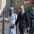 Le prince William, duc de Cambridge, et Catherine (Kate) Middleton, duchesse de Cambridge, arrivent pour assister à la messe de Pâques à la chapelle Saint-Georges du château de Windsor, le 20 avril 2019.