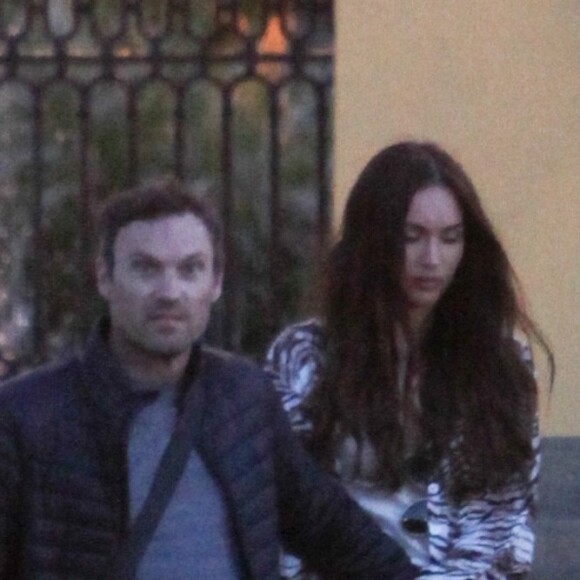 Exclusif - Megan Fox et Brian Austin Green en couple dans les rues de Los Angeles, le 2 avril 2019. Le 25 avril 2019, l'actrice a annulé la demande de divorce qu'elle avait déposée en 2015.