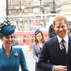 Le prince Harry, duc de Sussex et Kate Catherine Middleton, duchesse de Cambridge - Arrivées de la famille royale d'Angleterre en l'abbaye de Westminster à Londres pour le service commémoratif de l'ANZAC Day. Le 25 avril 2019