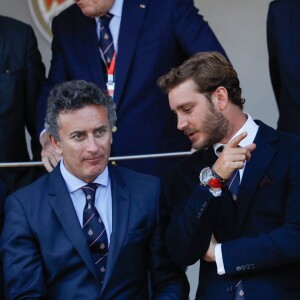 Alejandro Agag, PDG et fondateur du championnat de Formule E, Pierre Casiraghi et son frère Andrea Casiraghi- 3ème Monaco E-Prix, Monaco, le 11 mai 2019. © Claudia Albuquerque / Bestimage