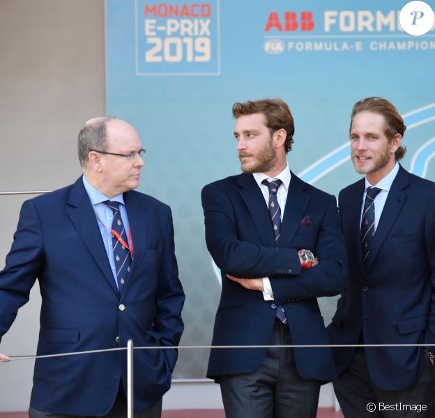 Le prince Albert II de Monaco, Pierre Casiraghi, Andrea Casiraghi - 3ème Monaco E-Prix, Monaco, le 11 mai 2019. © Bruno Bebert / Bestimage