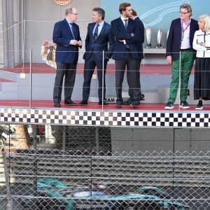 Le prince Albert II de Monaco, Alejandro Agag, PDG et fondateur du championnat de Formule E, Pierre Casiraghi- 3ème Monaco E-Prix, Monaco, le 11 mai 2019. © Bruno Bebert / Bestimage