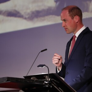 Le prince William, duc de Cambridge, lors d'une réunion conjointe des forces spéciales de United for Wildlife pour le secteur financier et des transports visant à lutter contre le commerce illégal d'espèces sauvages, à la Royal Geographical Society de Londres, le 14 mai 2019.