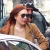 Lindsay Lohan de retour à son hôtel après une visite à Access Live à New York le 10 janvier 2019. Elle a nié tout drame entre elle et K.Kardashian