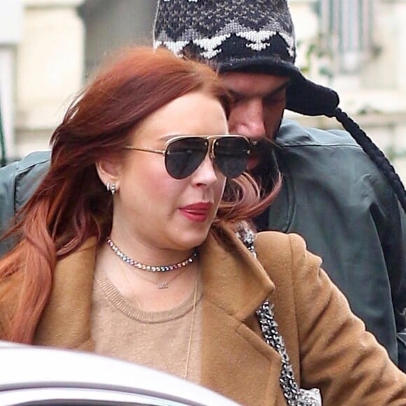 Lindsay Lohan de retour à son hôtel après une visite à Access Live à New York le 10 janvier 2019. Elle a nié tout drame entre elle et K.Kardashian