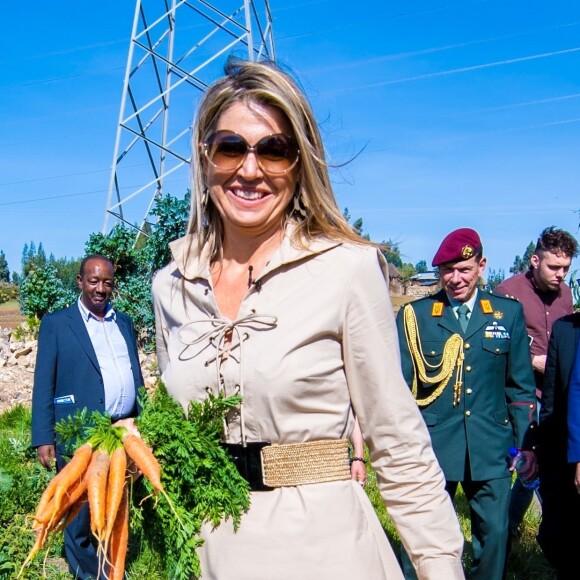 La reine Maxima des Pays-Bas en mission en Ethiopie pour la finance inclusive pour le développement, rencontrant le 14 mai 2019 des agriculteurs dans la région de Debre Berhan.