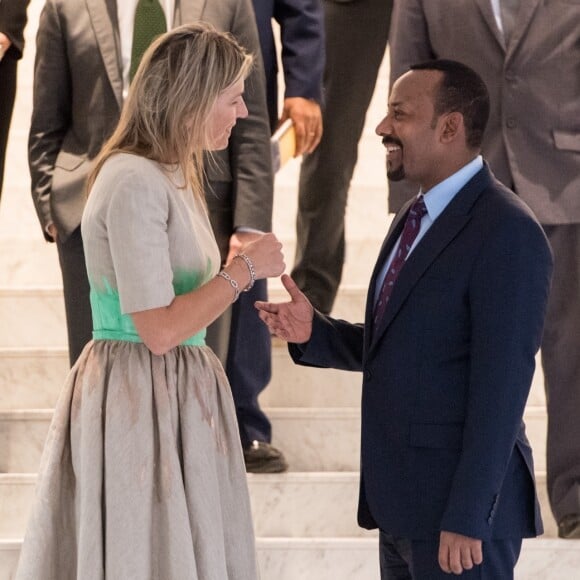 La reine Maxima des Pays-Bas s'est entretenue avec le Premier ministre d'Éthiopie Abiy Ahmed à Addis-Abeba en Éthiopie, le 15 mai 2019