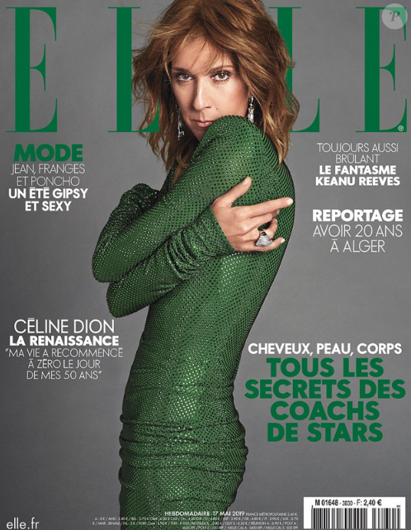 Céline Dion en couverture de ELLE, dans les kiosques le 17 mai 2019.