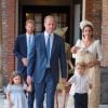 Image du baptême du prince Louis de Cambridge, troisième enfant du prince William et de la duchesse Catherine de Cambridge, le 9 juillet 2018 au palais St James à Londres.