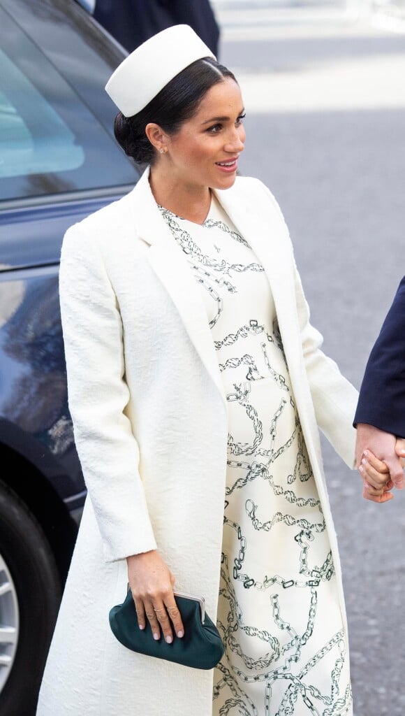 Meghan Markle, duchesse de Sussex (enceinte) - Arrivée de la famille royale britannique à la messe en l'honneur de la journée du Commonwealth à l'abbaye de Westminster à Londres, le 11 mars 2019.