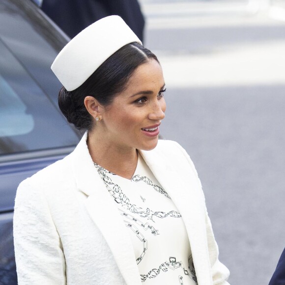 Meghan Markle, duchesse de Sussex (enceinte) - Arrivée de la famille royale britannique à la messe en l'honneur de la journée du Commonwealth à l'abbaye de Westminster à Londres, le 11 mars 2019.