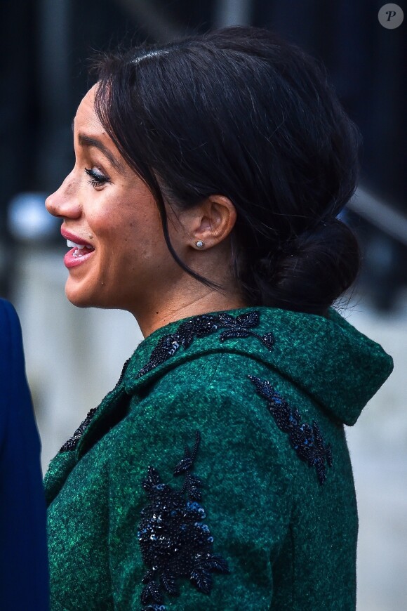 Meghan Markle, duchesse de Sussex, enceinte, à la sortie de Canada House après une cérémonie pour la Journée du Commonwealth à Londres le 11 mars 2019.