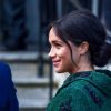 Meghan Markle, duchesse de Sussex, enceinte, à la sortie de Canada House après une cérémonie pour la Journée du Commonwealth à Londres le 11 mars 2019.