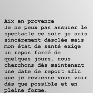 Florence Foresti annule son spectacle d'Aix-en-Provence ce 21 mai 2019.