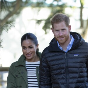 Le prince Harry, duc de Sussex et Meghan Markle (enceinte), duchesse de Sussex en visite à la Fédération Royale Marocaine de Sports Equestres à Rabat, lors de leur voyage officiel au Maroc. Le 25 février 2019