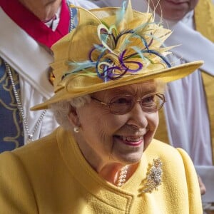 La reine Elisabeth II d'Angleterre lors du service religieux "Royal Maundy" en la chapelle St George au château de Windsor. Le 18 avril 2019