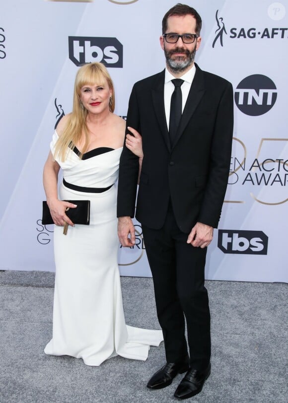 Patricia Arquette et son compagnon Eric White - Photocall - 25ème cérémonie annuelle des Screen Actors Guild Awards au Shrine Audritorium à Los Angeles, le 27 janvier 2019