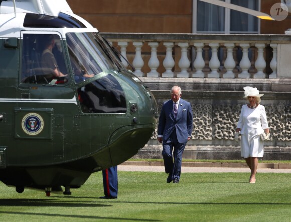 Le prince Charles et Camilla Parker Bowles, duchesse de Cornouailles - Le président des Etats-Unis et sa femme accueillis au palais de Buckingham à Londres. Le 3 juin 2019