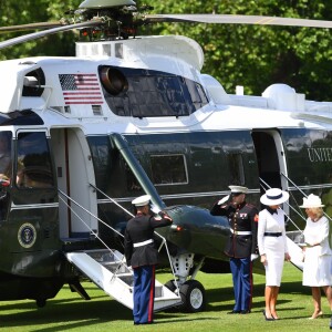 Donald Trump et sa femme Melania, le prince Charles et Camilla Parker Bowles, duchesse de Cornouailles - Le président des Etats-Unis et sa femme accueillis au palais de Buckingham à Londres. Le 3 juin 2019