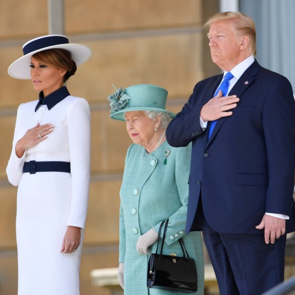 La reine Elisabeth II d'Angleterre, Donald Trump et sa femme Melania - Le président des Etats-Unis et sa femme accueillis au palais de Buckingham à Londres. Le 3 juin 2019