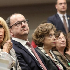 La première dame Brigitte Macron et le ministre de l'Education, Jean-Michel Blanquer assistent à la 6 ème cérémonie de remise des prix Non au Harcèlement au ministère de l'Education, Paris, France, le 3 juin 2019. © Stéphane Lemouton / Bestimage